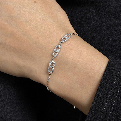 Браслеты из латунных овальных звеньев, браслеты-цепочки для женщин, с кубического циркония