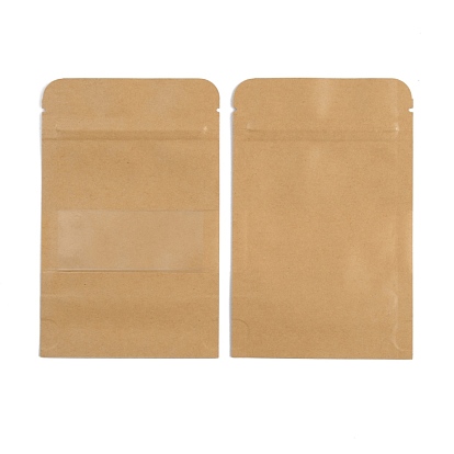 Kraft Paper Zip Lock bags, with Clear Window, Small Kraft Paper Stand up Pouch, Resealable Bags, Rectangle
