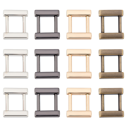12 Pcs 4 Colors Zinc Alloy Detachable Clasps, Rectangle, Cadmium Free & Lead Free