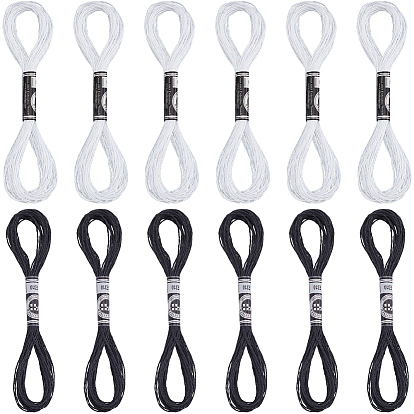 20 мотки 2 цвета 12 мулине для вышивания из металлизированного полиэстера, блестящие нитки для вышивки крестиком для рукоделия, ручная вышивка