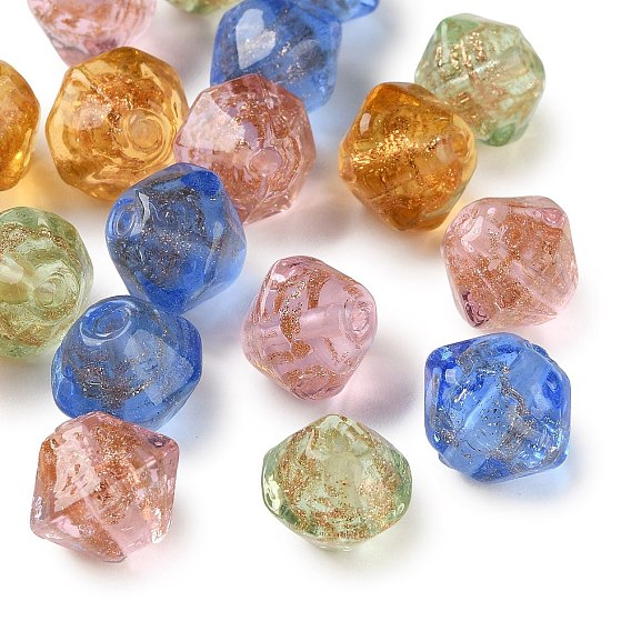 Бусины ручной работы бусины золотого песка, двухконусные