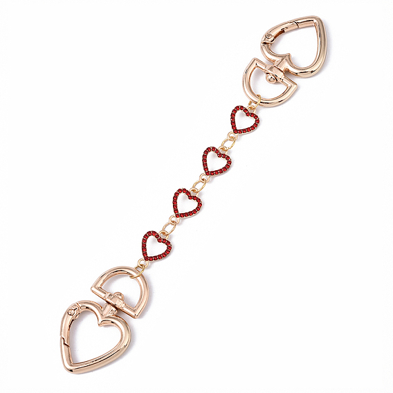 Сплав микро паве стразы сердце звено сумка удлинитель цепи, с поворотными застежками сплава, аксессуары для замены сумок, золотые