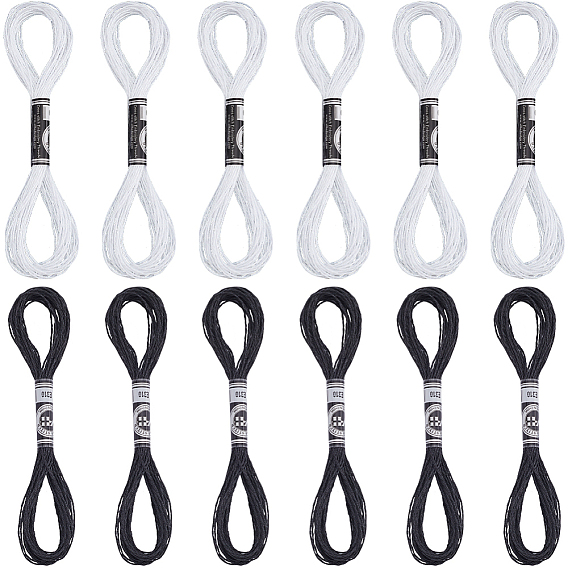 20 мотки 2 цвета 12 мулине для вышивания из металлизированного полиэстера, блестящие нитки для вышивки крестиком для рукоделия, ручная вышивка