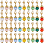 40Pcs 10 Colors Round Glass Pendants Decorations, with 304 Stainless Steel Lobster Claw Clasps