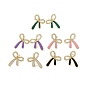 Bowknot Brass Stud Earrings, Enamel Cubic Zirconia Cadmium Free & Lead Free