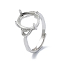Adjustable 925 Sterling Silver 4 Prongs Ring Settings, with Cubic Zirconia