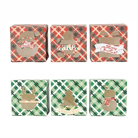 24Pcs Rectangle Paper Bakery Bakery Boxes with Window, Christmas Theme Gift Box, for Mini Cake, Cupcake, Cookie Packing