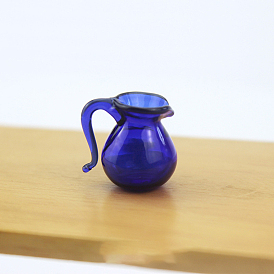 Glass Miniature Teapot Ornaments, Micro Landscape Garden Dollhouse Accessories, Pretending Prop Decorations, with Handle