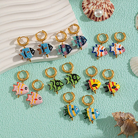 Серьги-кольца из нержавеющей стали и керамики, реальный 18 k позолоченный