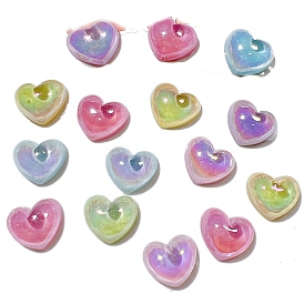 Resin Cabochones, with Giltter Power, Heart