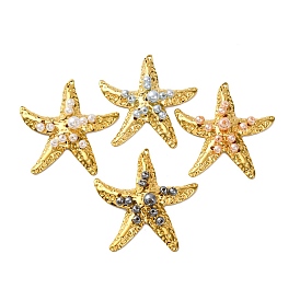 304 из нержавеющей стали большие кулоны, прелести морская звезда, с пластмассовой жемчужиной abs, вакуумное покрытие pvd, реальный 18 k позолоченный