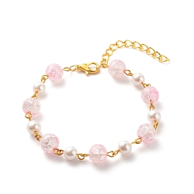 Bracelet de perles rondes en verre bling et perles d'imitation pour femme
