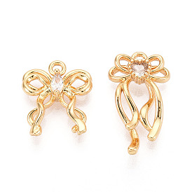 Подвески из латуни с прозрачным фианитом, бантом прелести, без никеля 