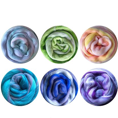 Градиент цвета игловаляние шерсть ровинг, для мокрого валяния дреды материал для поделок своими руками