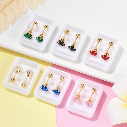 Звездные стеклянные беруши поддельные, 304 серьги-гвоздики из нержавеющей стали для женщин, золотые