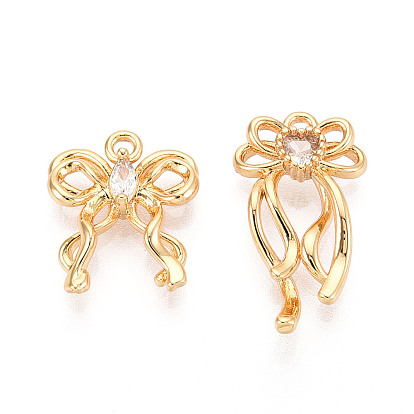 Подвески из латуни с прозрачным фианитом, бантом прелести, без никеля 