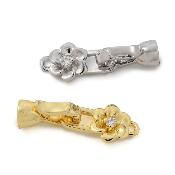 Латунное микропейв, прозрачный кубический цирконий, складные застежки, стойки покрытие, долговечный, цветок