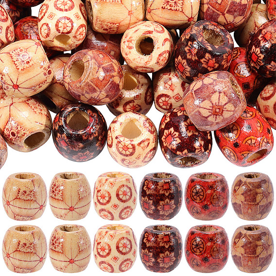 125шт 5 цвета окрашенные бусины из натурального дерева, баррель, без свинца