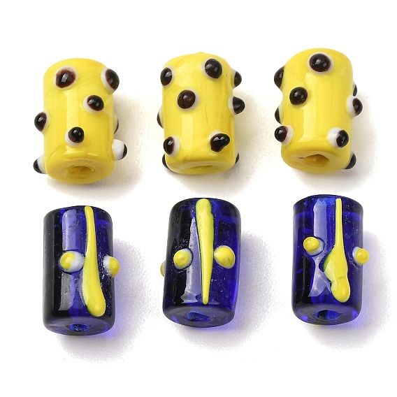 Handmade Bumpy Lampwork Beads, Column with Dot