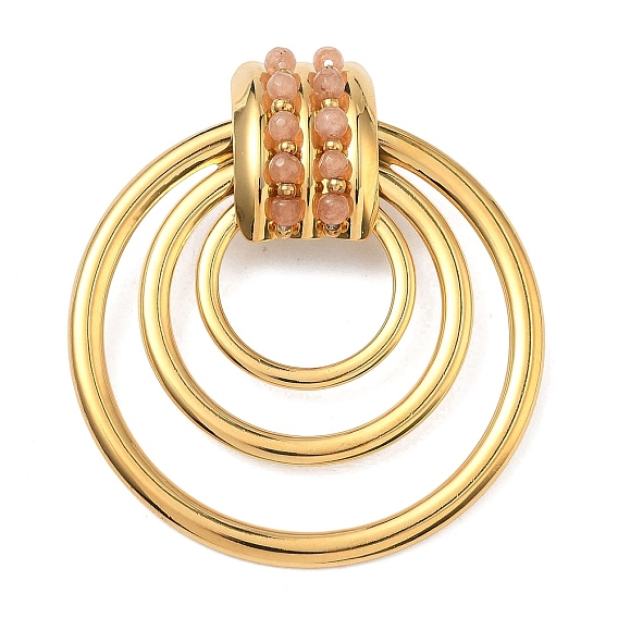 304 из нержавеющей стали большие кулоны, несколько подвесок в виде колец с натуральным кварцем