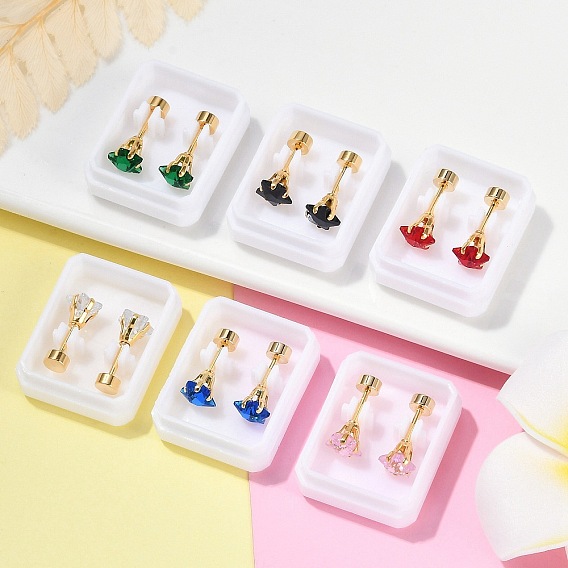 Звездные стеклянные беруши поддельные, 304 серьги-гвоздики из нержавеющей стали для женщин, золотые