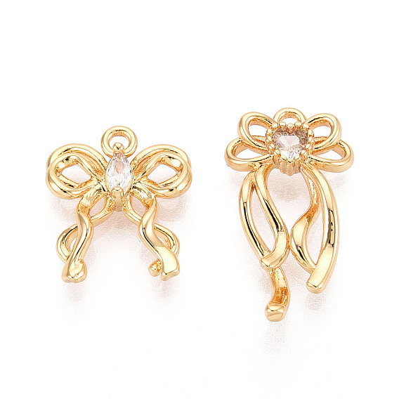 Подвески из латуни с прозрачным фианитом, бантом прелести, без никеля 