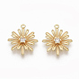 Латунные микропаве прозрачные подвески с фианитом, без никеля , цветок, реальный 18 k позолоченный