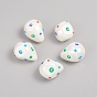 Paint Sprayed Shell Pearl Beads, with Enamel, Polished, Teardrop with Evil Eye