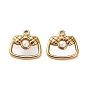 304 Stainless Steel Pave Shell Bag Charms, with ABS Imitation Pearl Beads