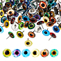100Pcs Glass Drawing Pins, with Iron Findings, Platinum, Half Round