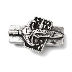 304 из нержавеющей стали слайд прелести, для изготовления кожаных браслетов, прямоугольник с кинжалом