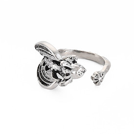 Men's Snake Wrap Alloy Open Cuff Ring, Animal Wide Chunky Ring, Cadmium Free & Lead Free