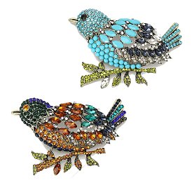 Alloy Rhinestone Brooch, Bird Clothing Accessories Collar Pin Chest Flower