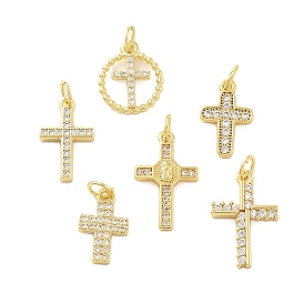 Латунные микро проложить кубического циркония подвески, крестик, без свинца и без кадмия, долговечный, стойки покрытие, с целью перехода в кольце