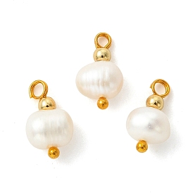 Подвески из натурального пресноводного жемчуга, картофельные прелести, с 304 петлями из нержавеющей стали, золотые