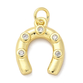 Латунные микро проложить кубического циркония подвески, Буква U, стойки покрытие, долговечный, без свинца и без кадмия, с целью перехода в кольце