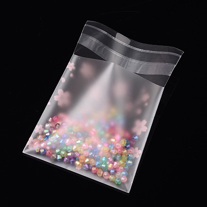 Rectangle OPP Cellophane Bags, with Floral Pattern, 10x6.9cm, Bilateral Thickness: 0.08mm, about 95~100pcs/bag