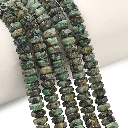 Бусы натуральная африканская бирюза (яшма), шестиугольные бусины хейши