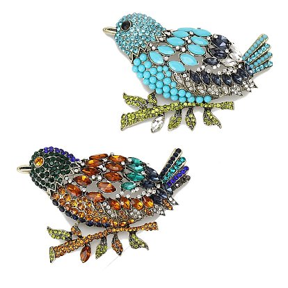 Сплав горный хрусталь брошь, птица одежда аксессуары воротник булавка грудь цветок