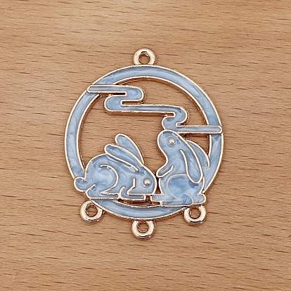 Alloy Enamel Chandelier Component Links, Ancient Style Moon Rabbit Connector