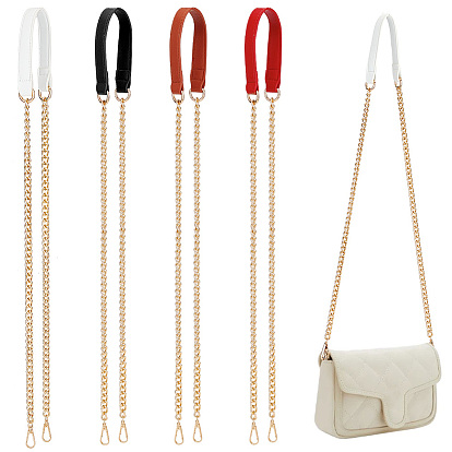 4шт 4 цвета цепочки для кошельков, кожаные и алюминиевые ремни-цепочки для сумок из микрофибры, с поворотными застежками сплава, для аксессуаров для замены сумок