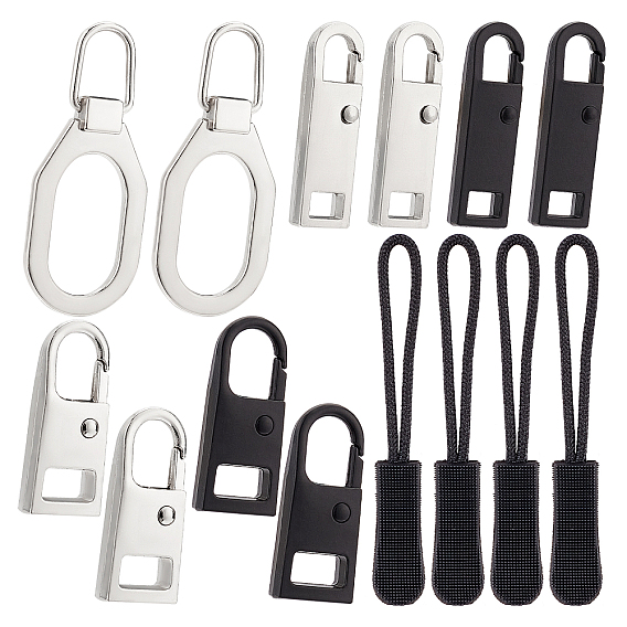 Alloy Zipper Slider, for Garment Accessories & Replacement pull-tab & Plastic Zipper Puller With Strap
