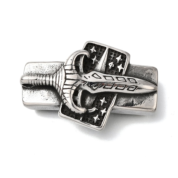 304 из нержавеющей стали слайд прелести, для изготовления кожаных браслетов, прямоугольник с кинжалом