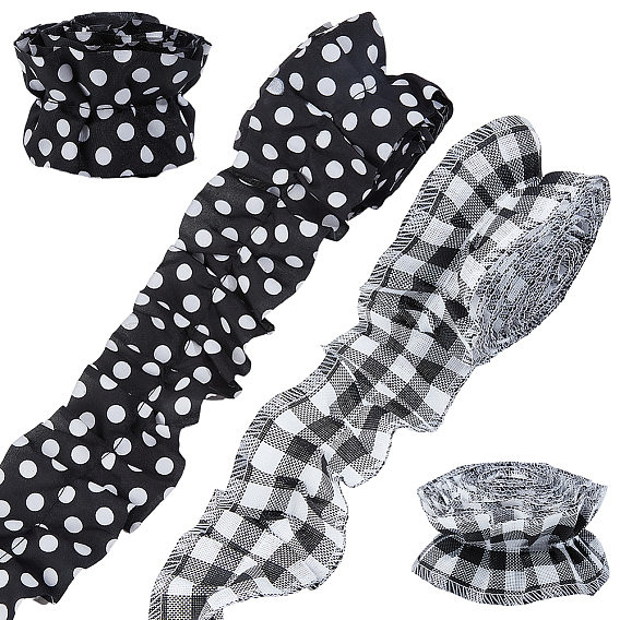 6 рулоны 2 стили полиэстеровых гофрированных лент, тканевый ремешок для одежды и аксессуаров