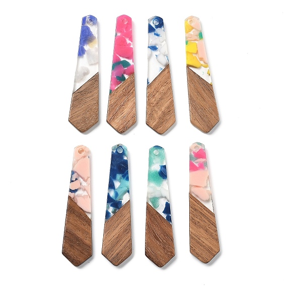 Подвески из смолы и ореха, трапециевидные