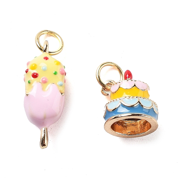 Настоящие золотые подвески из латуни с эмалью 18 k, с целью перехода в кольце, долговечный, без кадмия и без свинца, очарование мороженого и торта