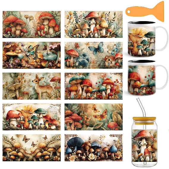 10шт. 10 стили ПВХ термотрансферная бумага для самостоятельного использования, для чашки УФ-сублимации