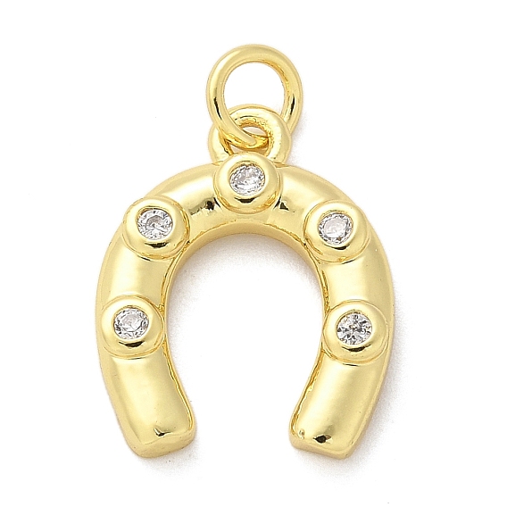 Латунные микро проложить кубического циркония подвески, Буква U, стойки покрытие, долговечный, без свинца и без кадмия, с целью перехода в кольце