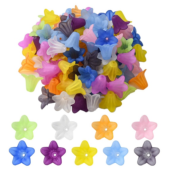 Прозрачные акриловые бусины, матовые, цветок