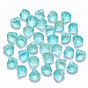 Transparent Spray Painted Glass Beads, Top Drilled Beads, with Glitter Powder, Scallop Shape